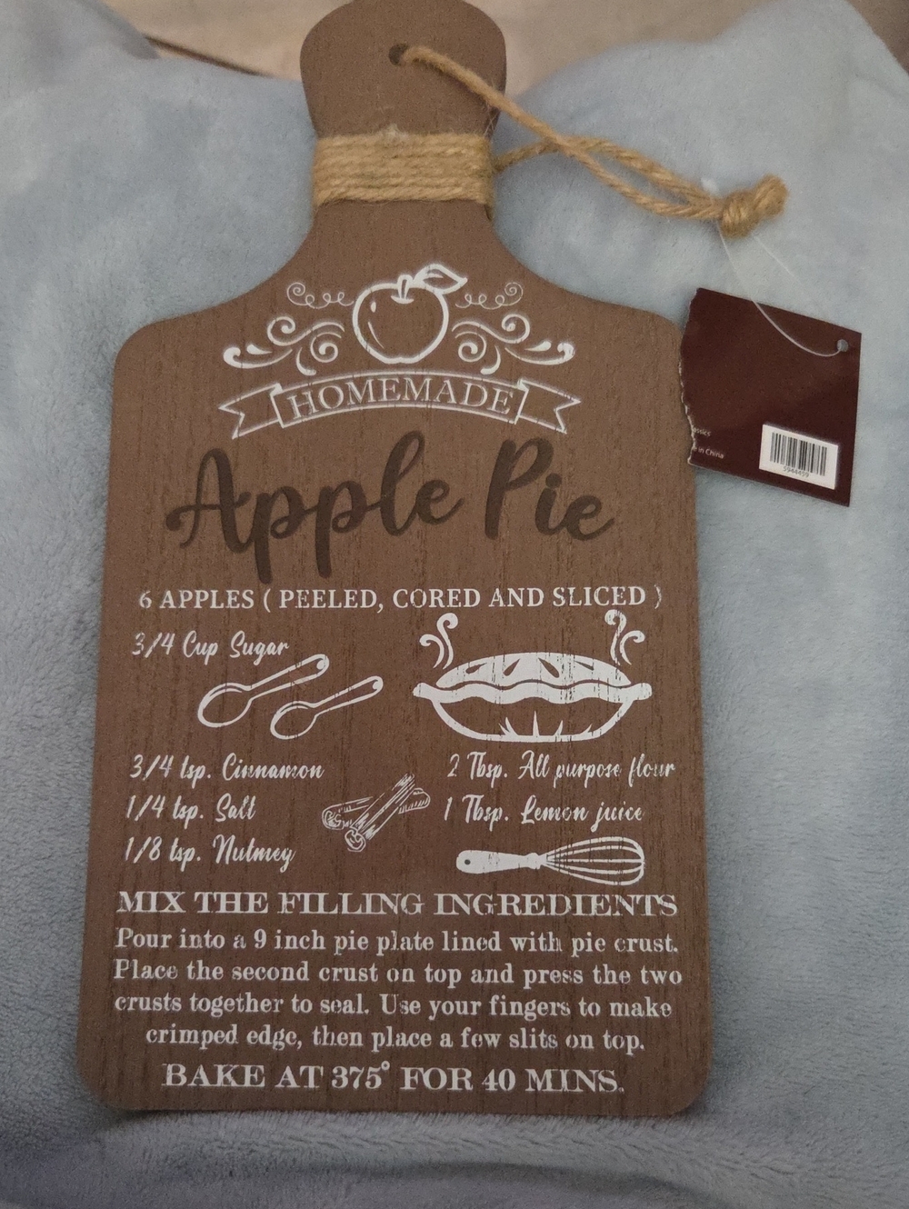 Homemade Apple Pie Wooden Serving/Chopping Board - Brown NWOT